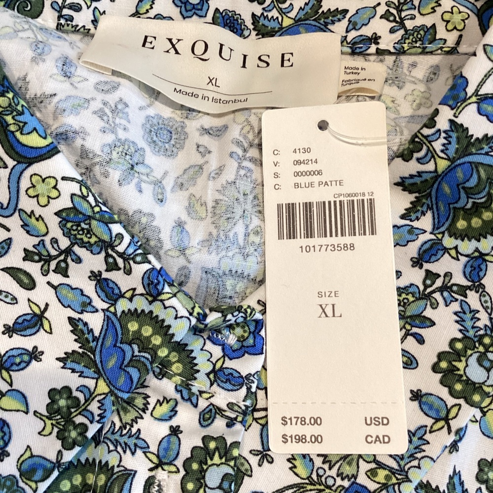 Exquise Tobie Mini Shirt Dress Anthropologie NWT Sz L Sz XL Floral - Picture 12 of 13